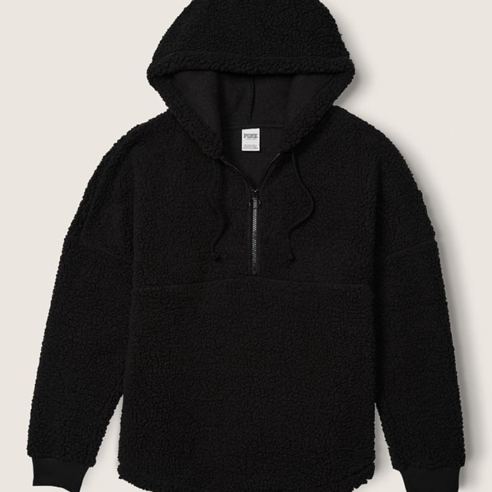 VARSITY SHERPA HALF ZIP PULLOVER pink